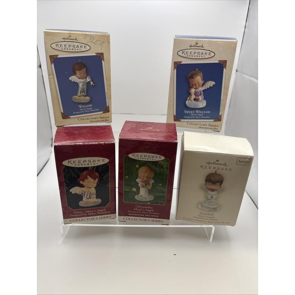 Lot of 5~Hallmark Keepsake~Mary's Angel Ornaments~1997, 2001-2003, 2007